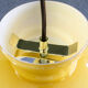 Old yellow glass suspension, mounted with new cable and new socket - circa 1950