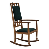 Fauteuil à bascule danois à dossier haut rembourré, laine de meuble kvadrat, années 1950-60,