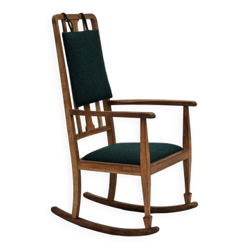 Fauteuil à bascule danois à dossier haut rembourré, laine de meuble kvadrat, années 1950-60,