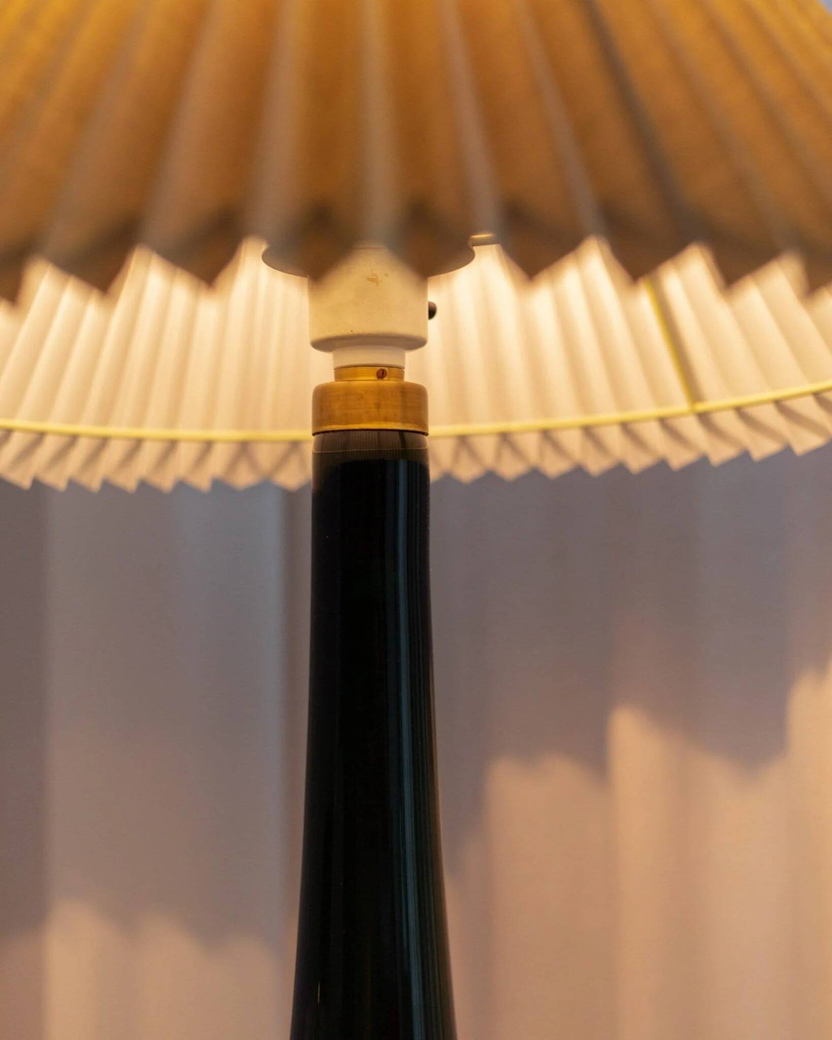 Emerald Green Glass Table Lamp Fleur by Michael Bang for Holmegaard, Danish Mid-Century 1960s