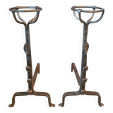 Paire de landiers, chenets à godets XIXème