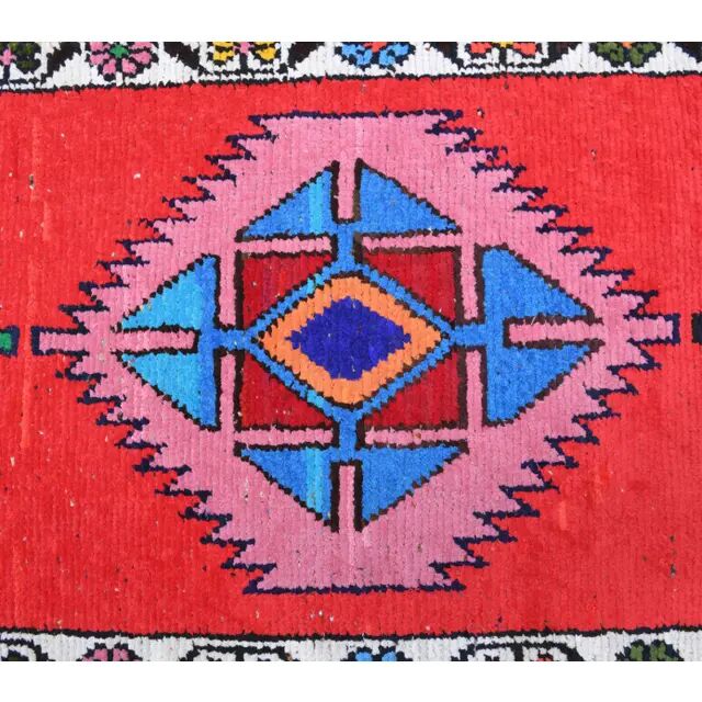Vintage Turkish Oushak Handmade Wool Cotton Red Runner Rug 77x420