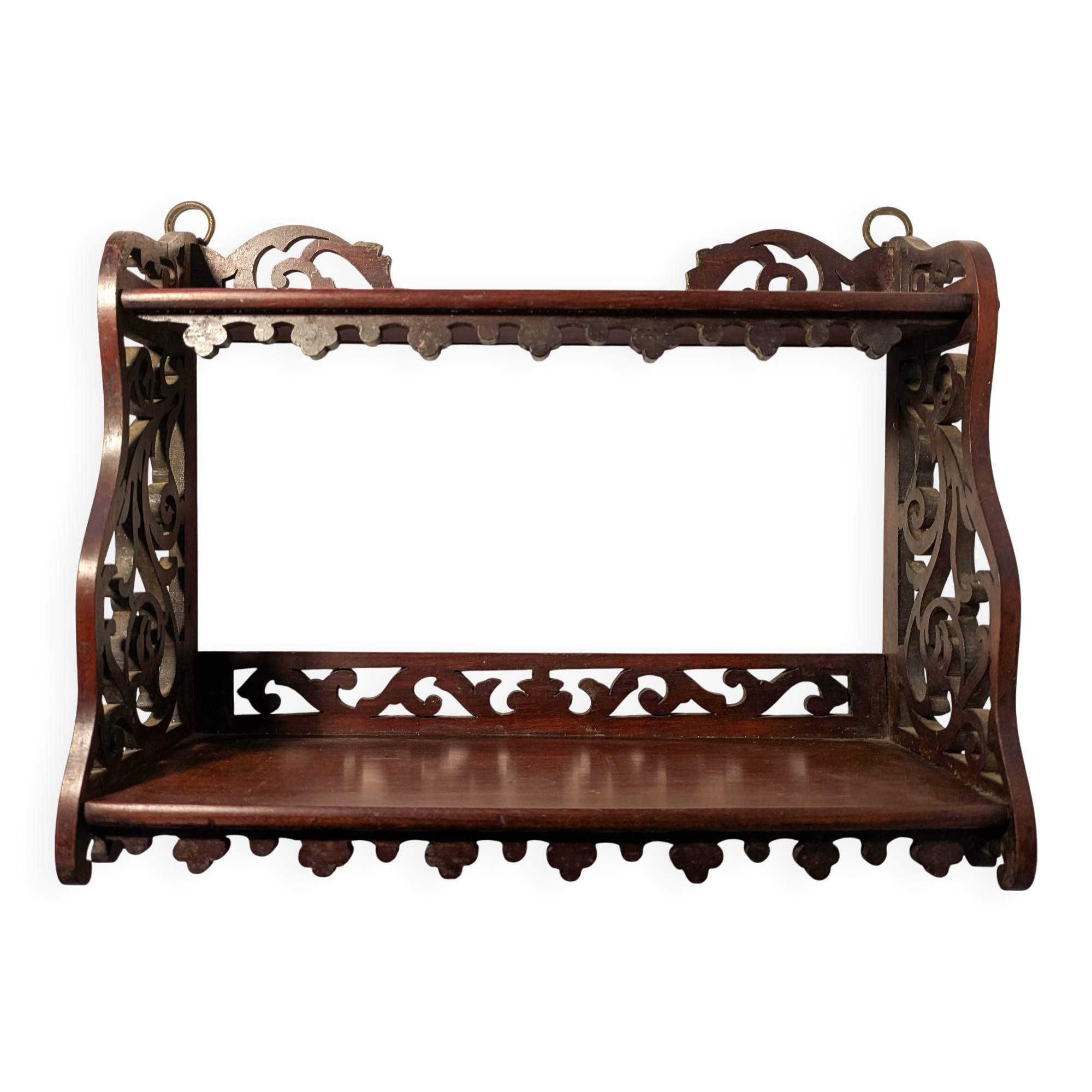 Carved wooden wall shelf H24cm
