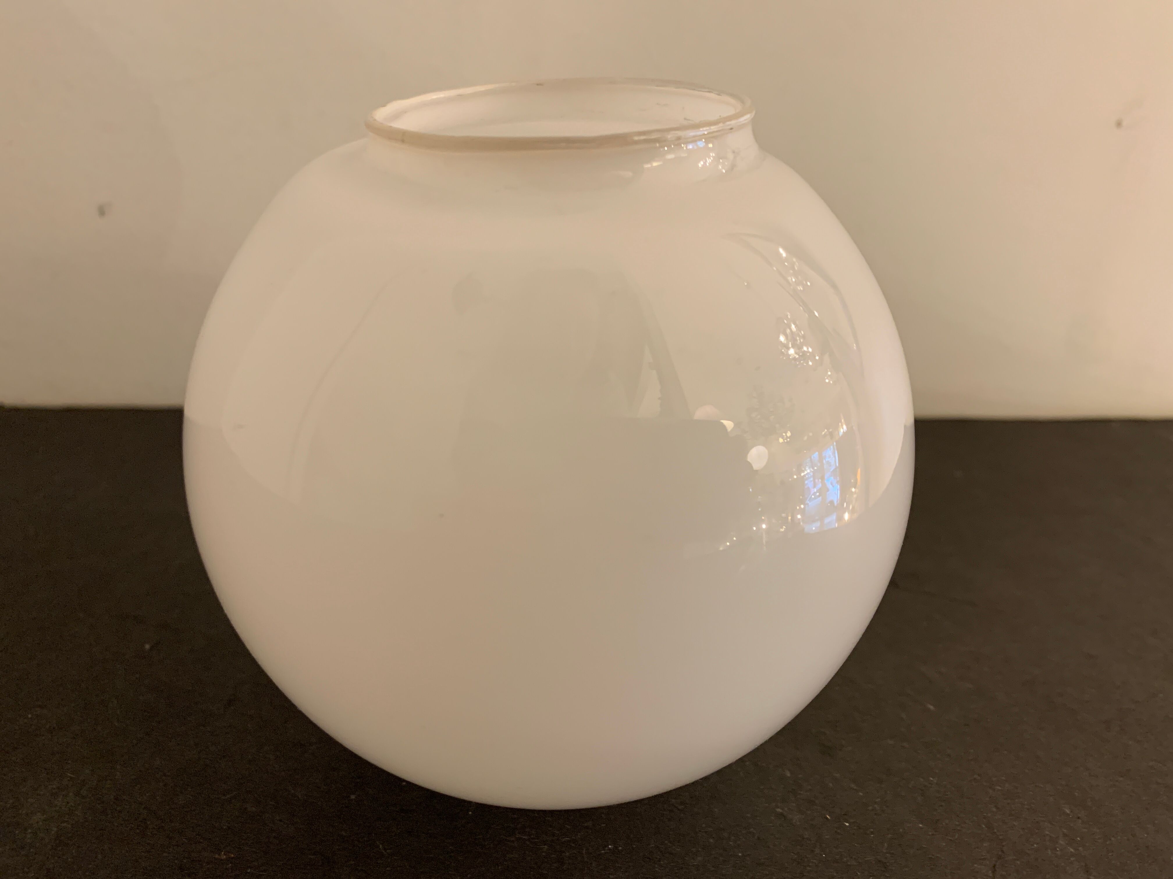 Black ceramic shell lamp and white opaline