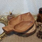 Wooden aperitif tray, leaf-shaped / empty vintage pocket
