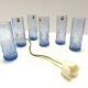 Set of Six Blue Crystal Handmade Drinking Glasses