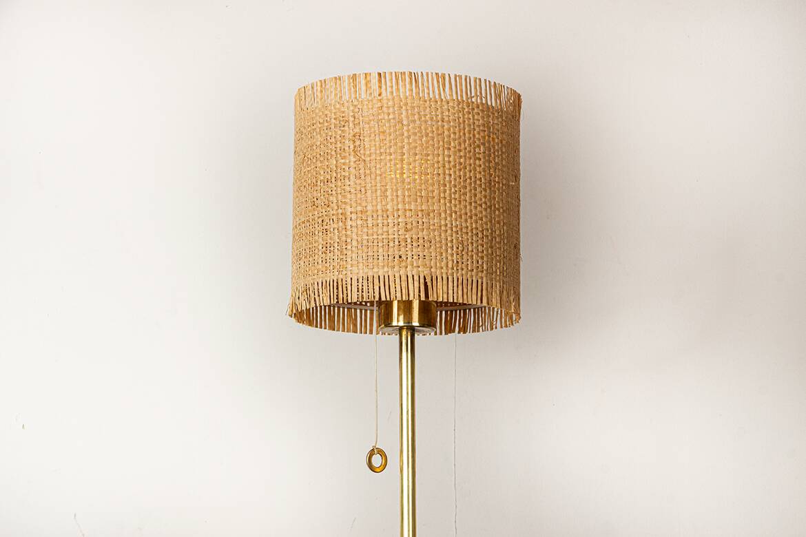 Swedish brass floor lamp, cast iron base, model G 019 by Bergboms 1960