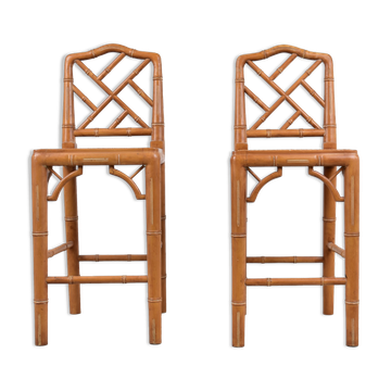 Paire de chaises pour enfants en faux bambou années 1960