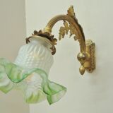 Bronze wall lamp with green tulip