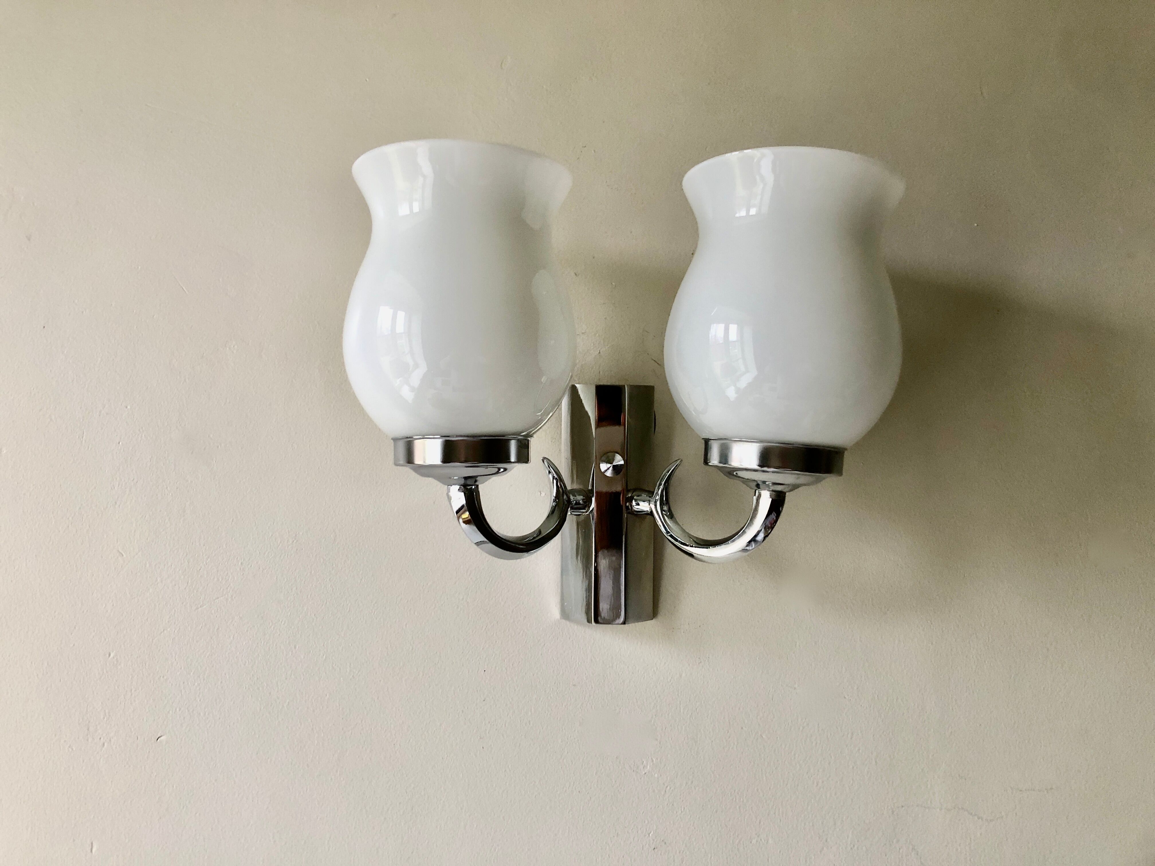Double wall lamp in chromed metal 1970