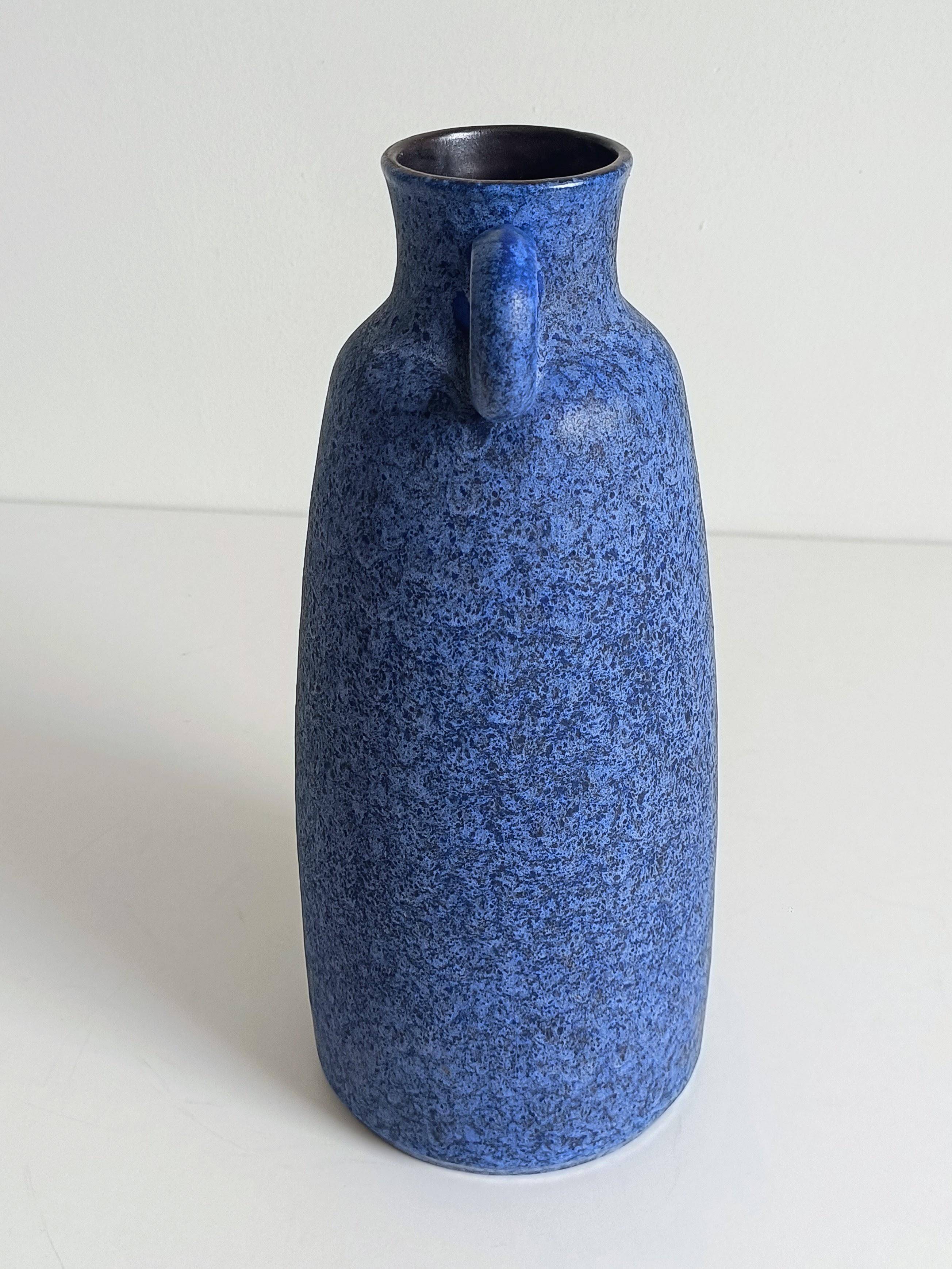 Mid-Century Ceramic Jug Vase by Ceramano, Blue Glaze, West Germany