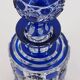 Baccarat, cut crystal bottle, blue lined, diamond gemstones, 14.8 cm.
