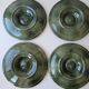 Set of 4 vintage green and white majolica oyster plates.