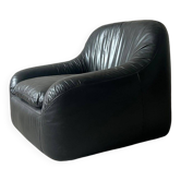 Italian black leather lounge chair