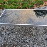 Coffee table from the 70s chrome and smoked glass