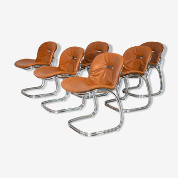 Suite of 6 chairs model Sabrina by Gastone Rinaldi for Rima around 1970