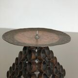 Modernist sculptural style brutalist copper candleholder, Austria 1950