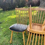 Set de 4 chaises Baumann assise en simili cuir noir