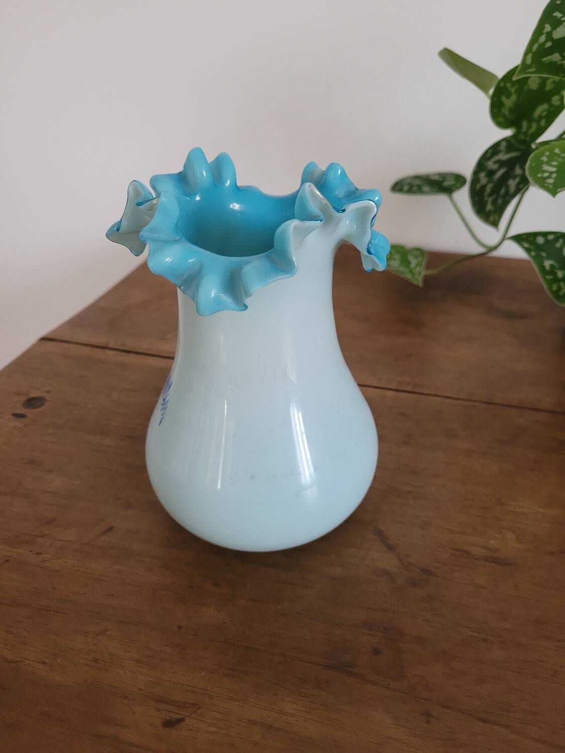 19th century blue opaline vase