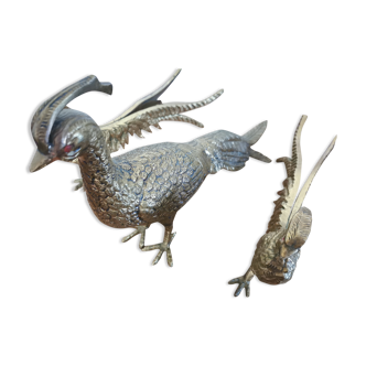 Family of 3 brass pheasants