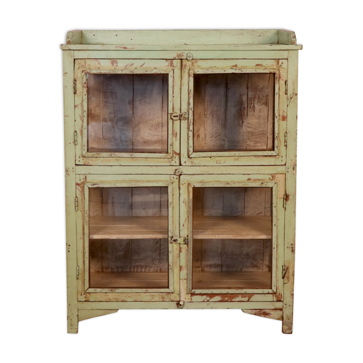 Old Burmese teak dresser original pistachio green patina