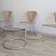 Vintage swivel coffee table with 3 glass and chrome trays – 1980s