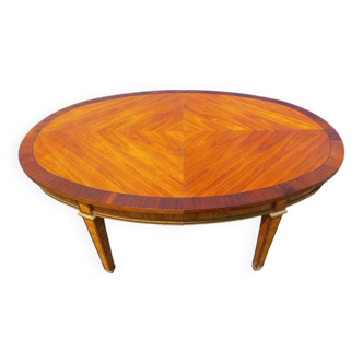 Large Oval Marquetry Table with 5 Extensions, L4.40m