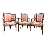 Suite Of Six Armchairs In Natural Wood From Louis XVI XVIII Eme Century