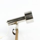 Nickel-plated chrome clip-on spot lamps for string shelf, headboard.