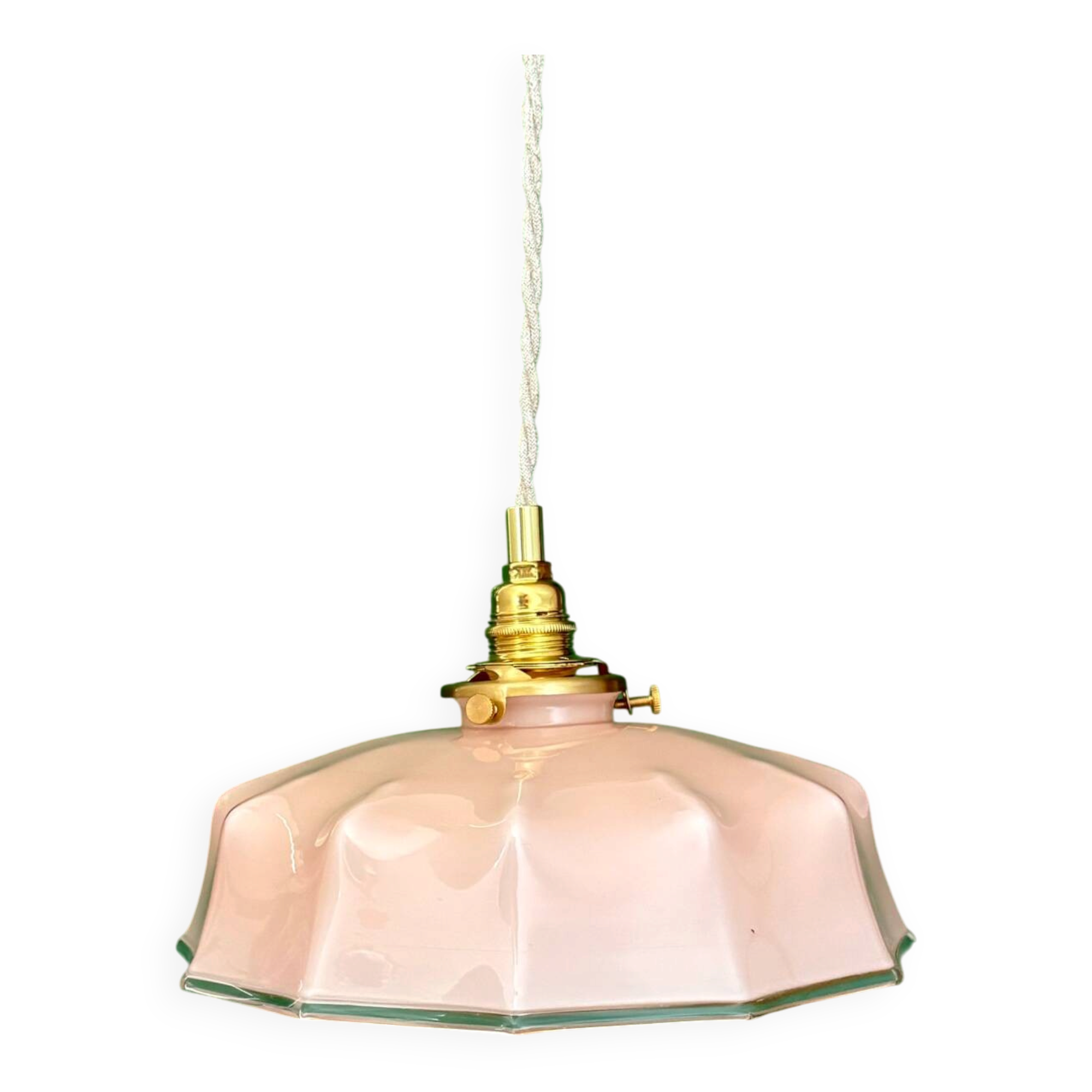 Vintage pink opaline pendant light