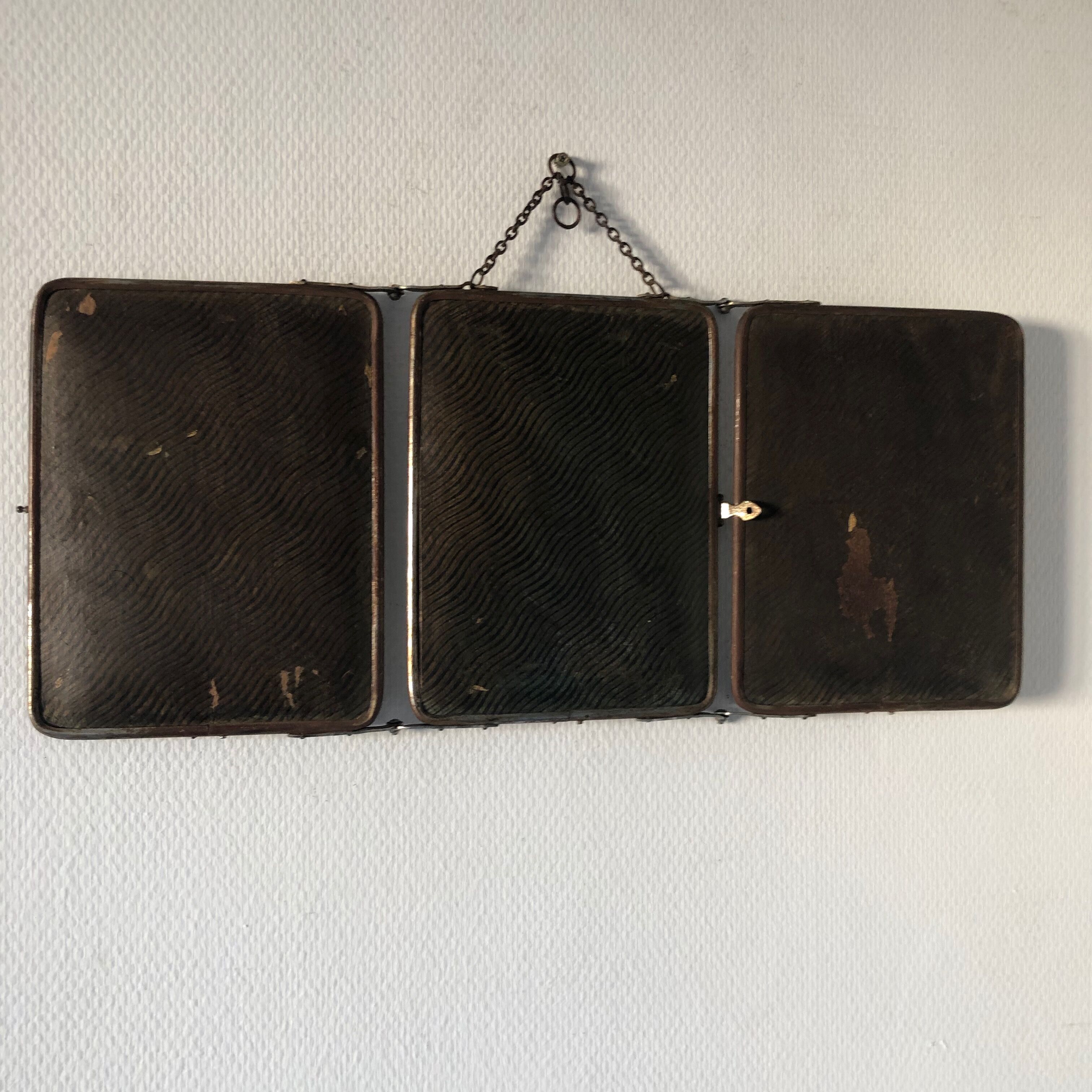 Triptych mirror barber 25x59 vintage 1940