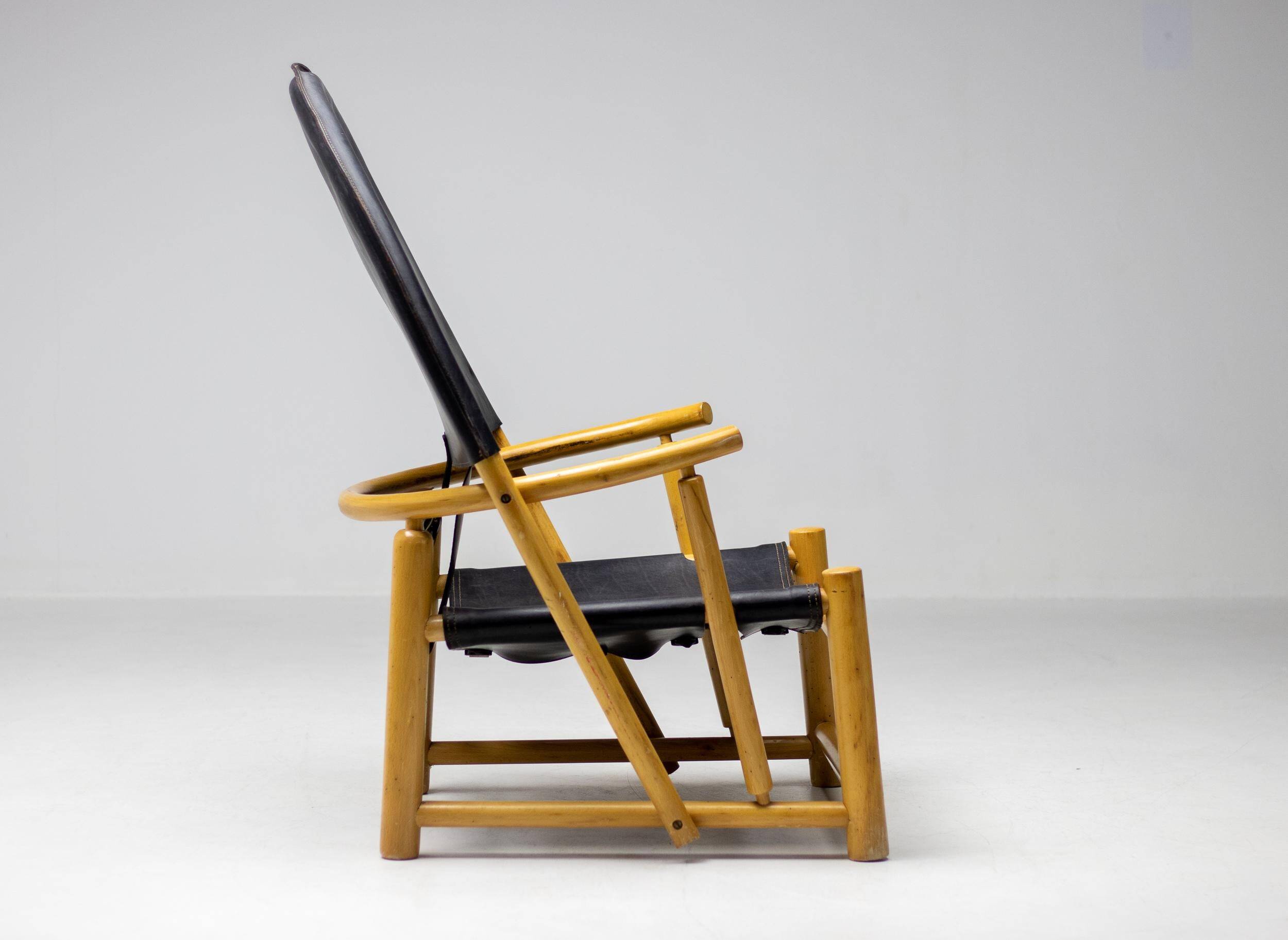 Piero Palange - G23 "Hoop" chair in Saddle black leather