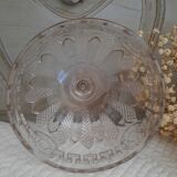 Chiseled glass bell on its dish