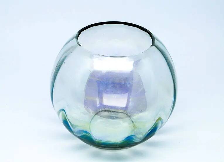 Vase sphérique Art Déco, en verre, Usines de verre Niemen, Pologne, années 1930