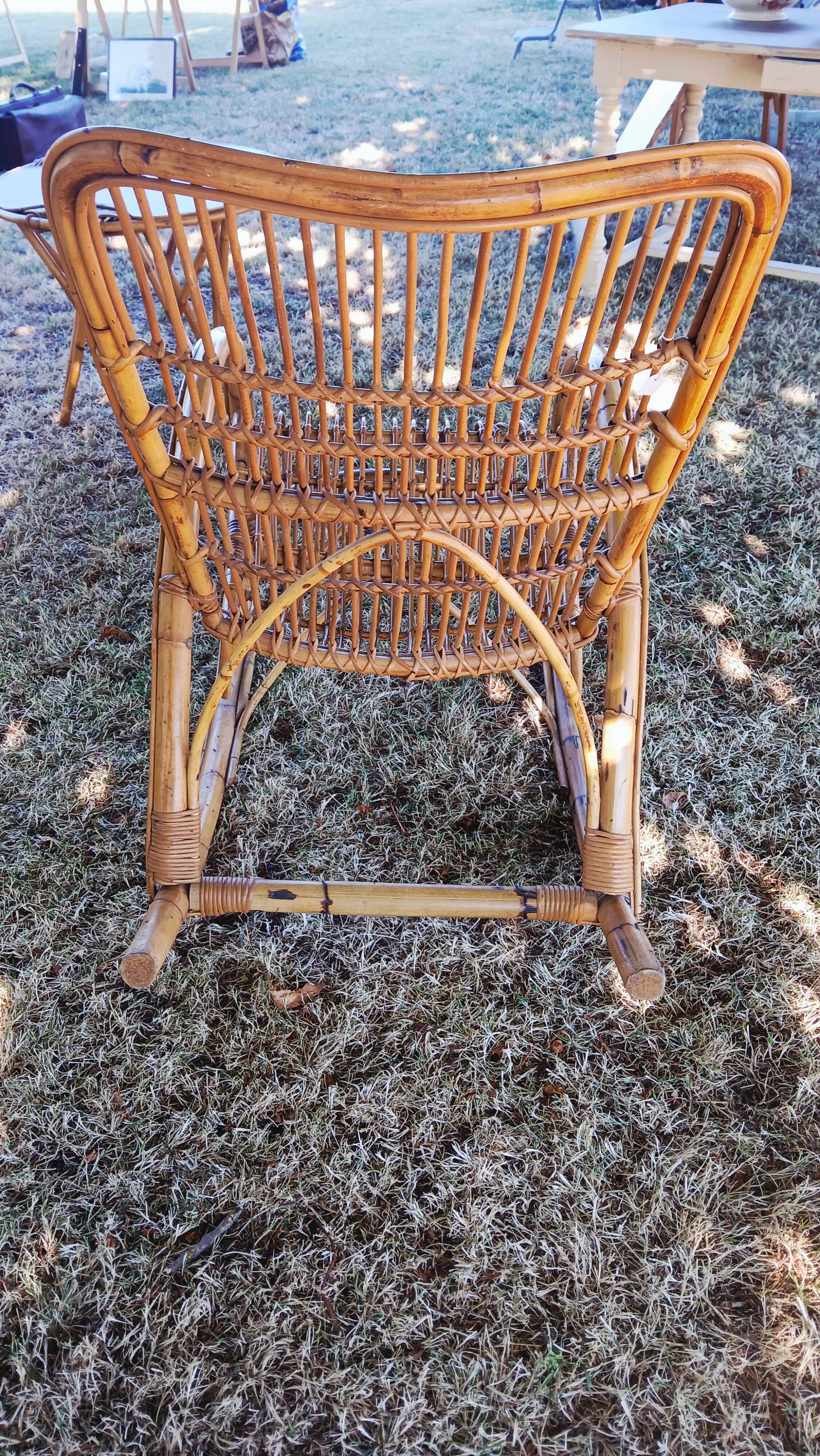 1960s rattan rocking chair by Rohe Noorwolde
