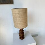 1950s turned oak wood table lamp