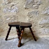 Turned wooden tripod stool x2