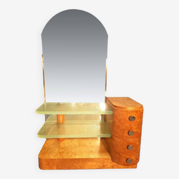 Art Deco dressing table in light wood and glass slabs