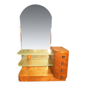 Art Deco dressing table in light wood and glass slabs