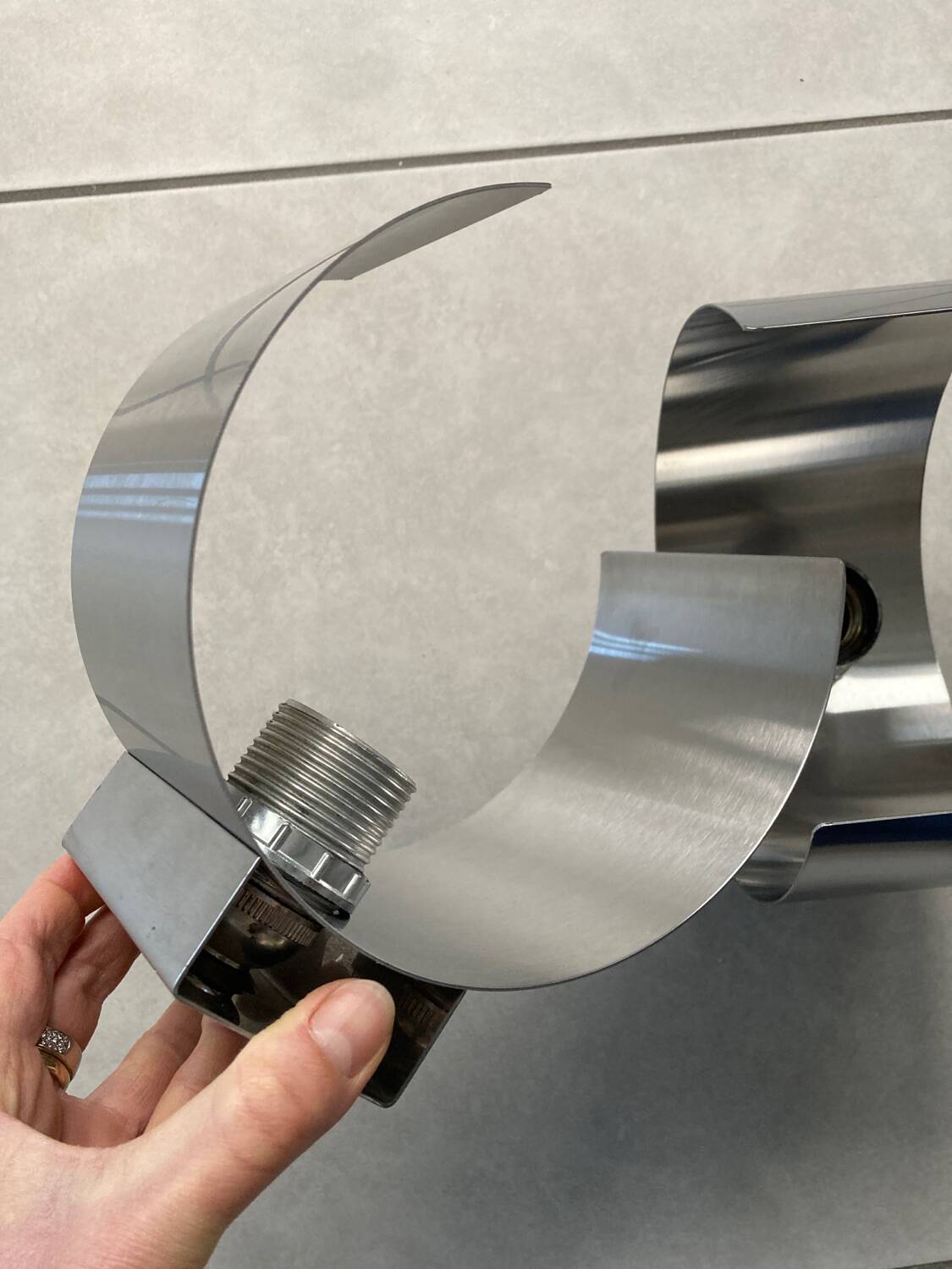 Pair of Space Age brushed metal wall lights