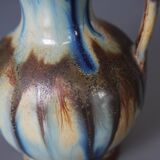 Vase with two handles in flamed sandstone with art nouveau-style drippings