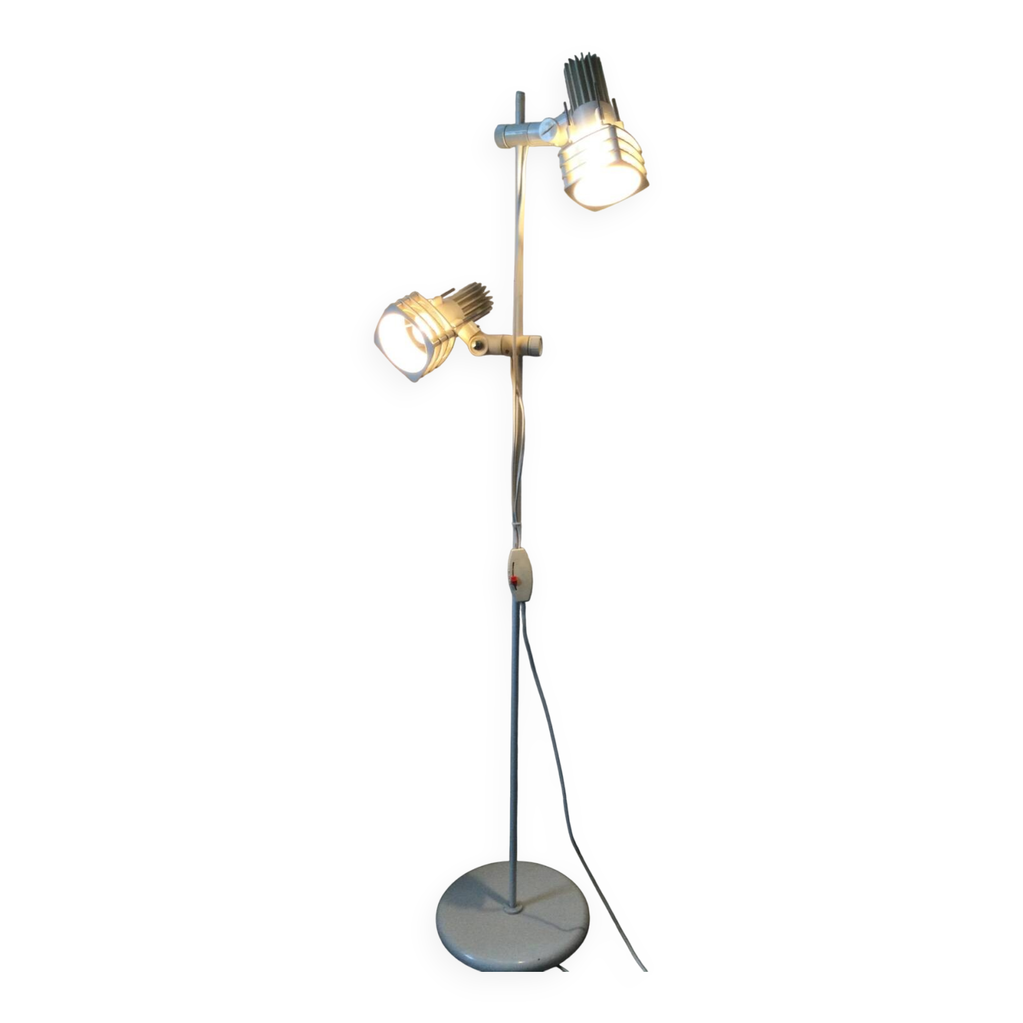 70s/80s parquet floor lamp with 2 spotlights