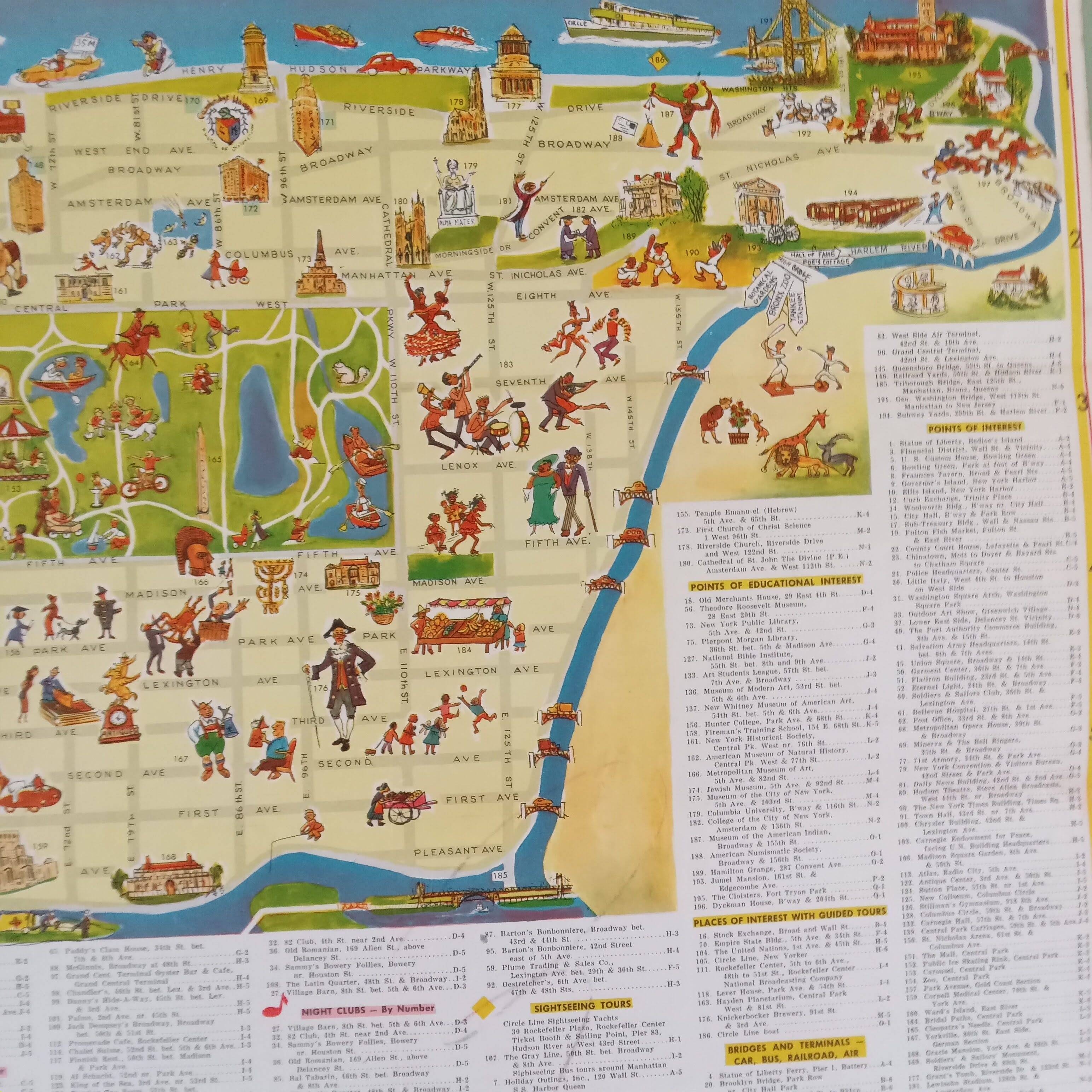 Pictorial map of New York 1950's