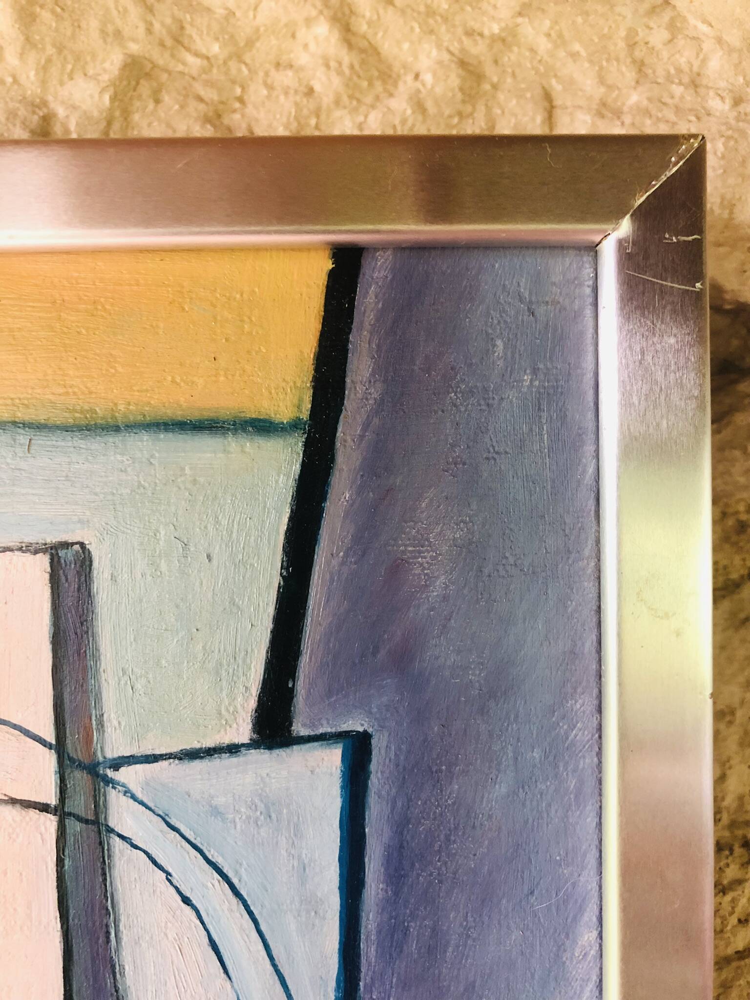 Vintage abstract painting, signed, circa 70's/80's