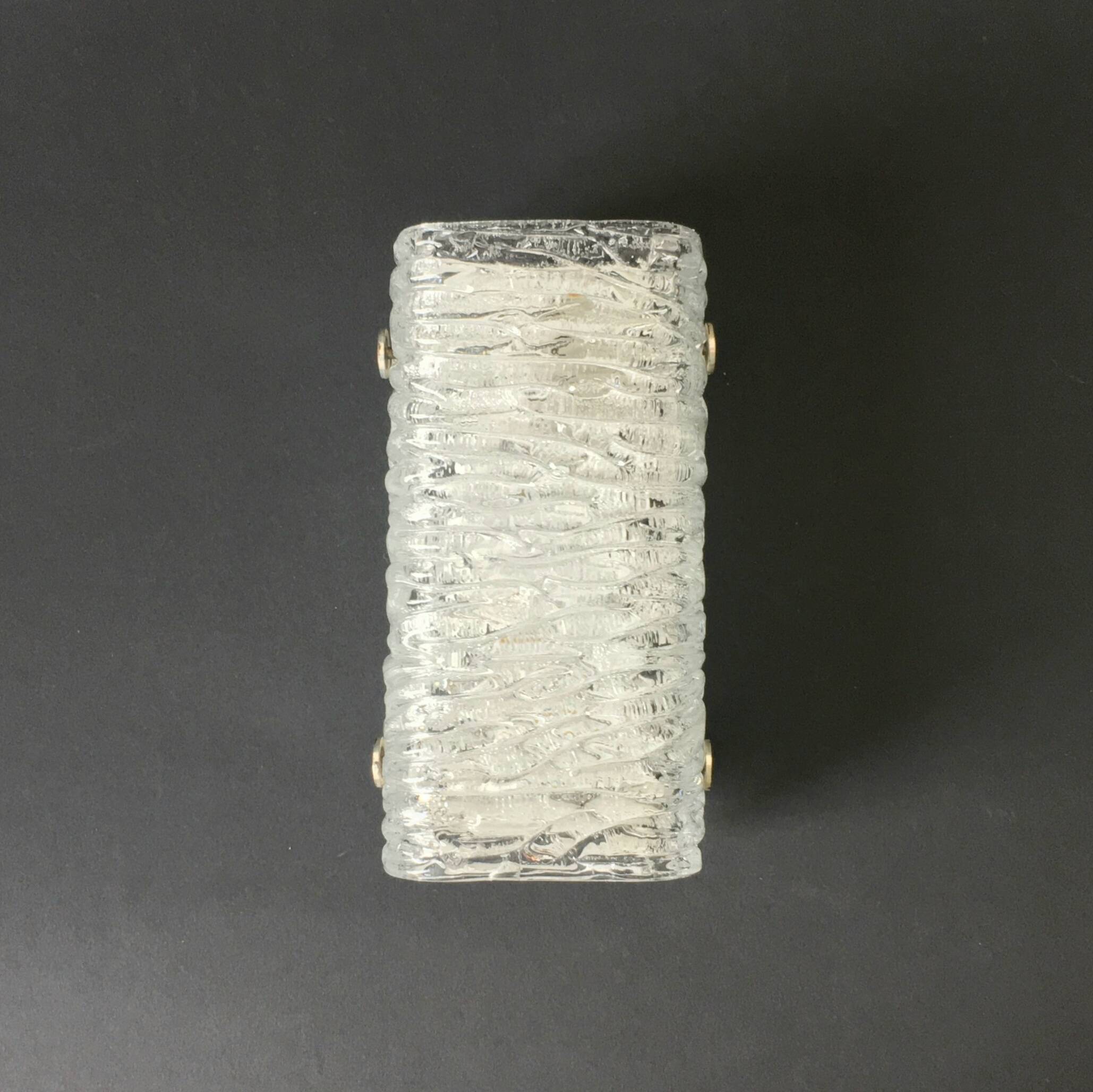 Pair of Mid-Century Modern Murano Ice Glass Wall Lights from Kaiser, 1960s