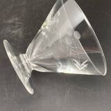 Glassware and bottle set in chiseled glass with flower motif