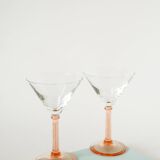 Set of 6 stemmed cocktail glasses, Rose, Made in France, 1970