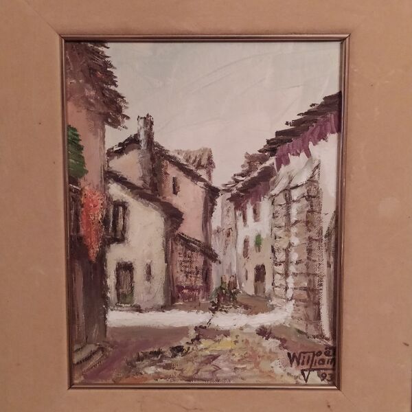 Huile sur toile signée Joêl William 1993 rue du Pays Basque
