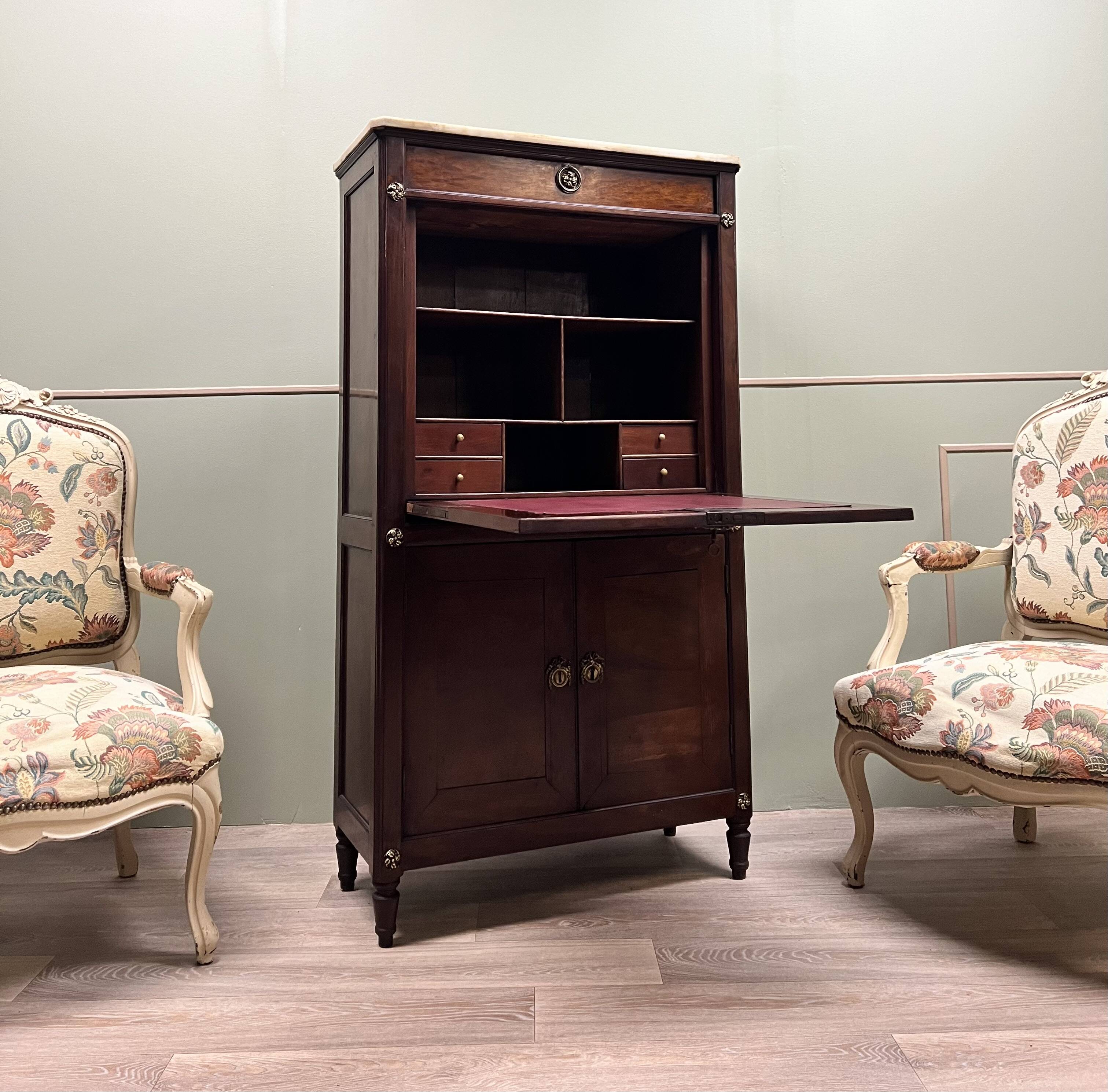 Étienne avril right secretary in mahogany louis xvi period stamped xviii eme century flag