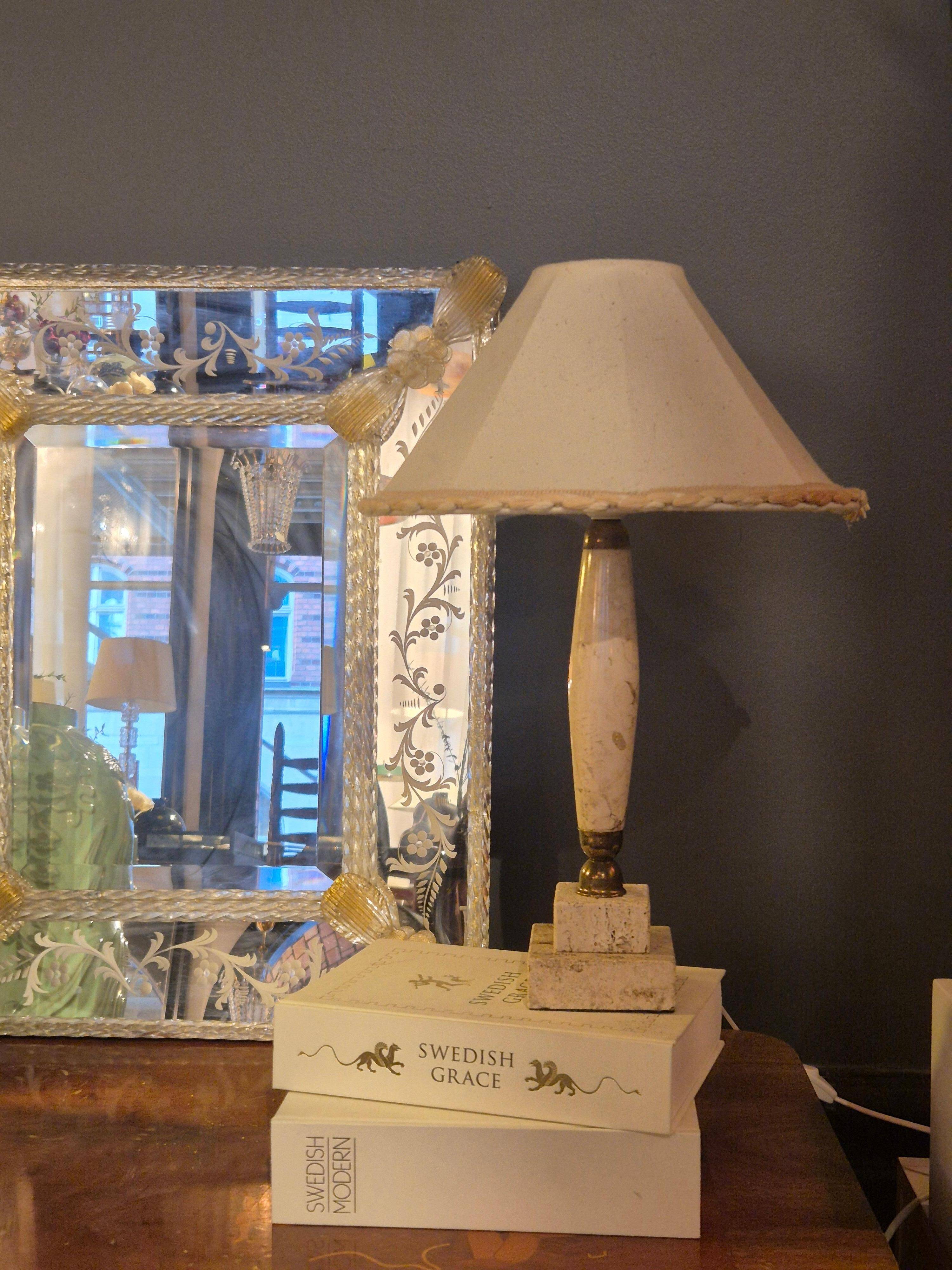 Table lamp in onyx and travertine, mid-century modern, 1970s.